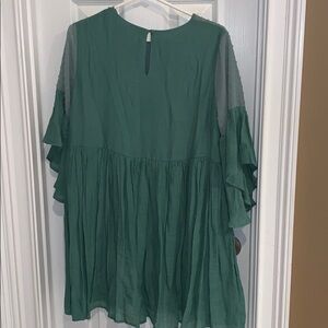 Green Ruffle Sleeve Dress